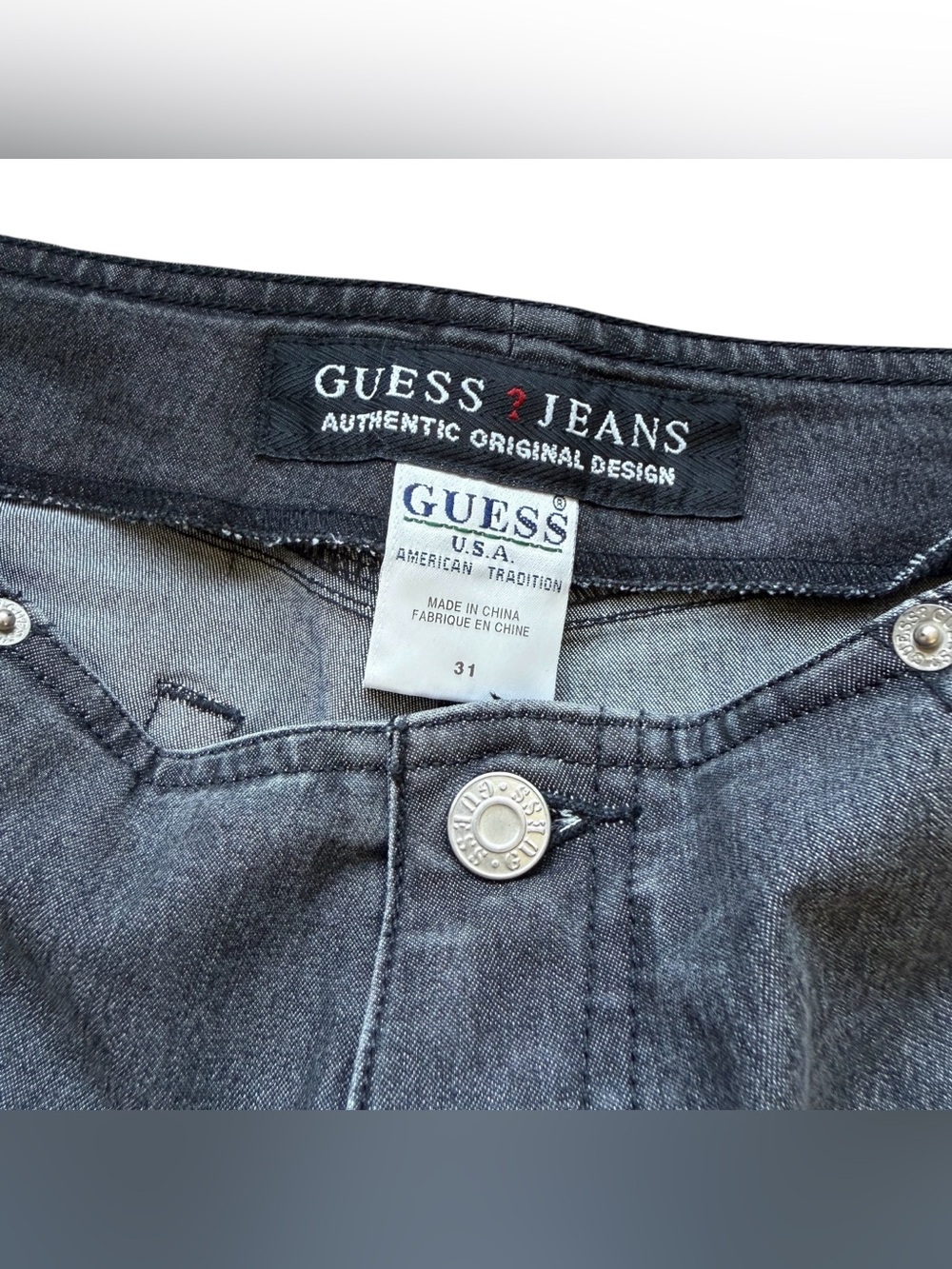 Guess Jeans Black Wash Flare Bootcut Stretch Denim Jeans 31 Y2K Low Rise Retro - Picture 4 of 13